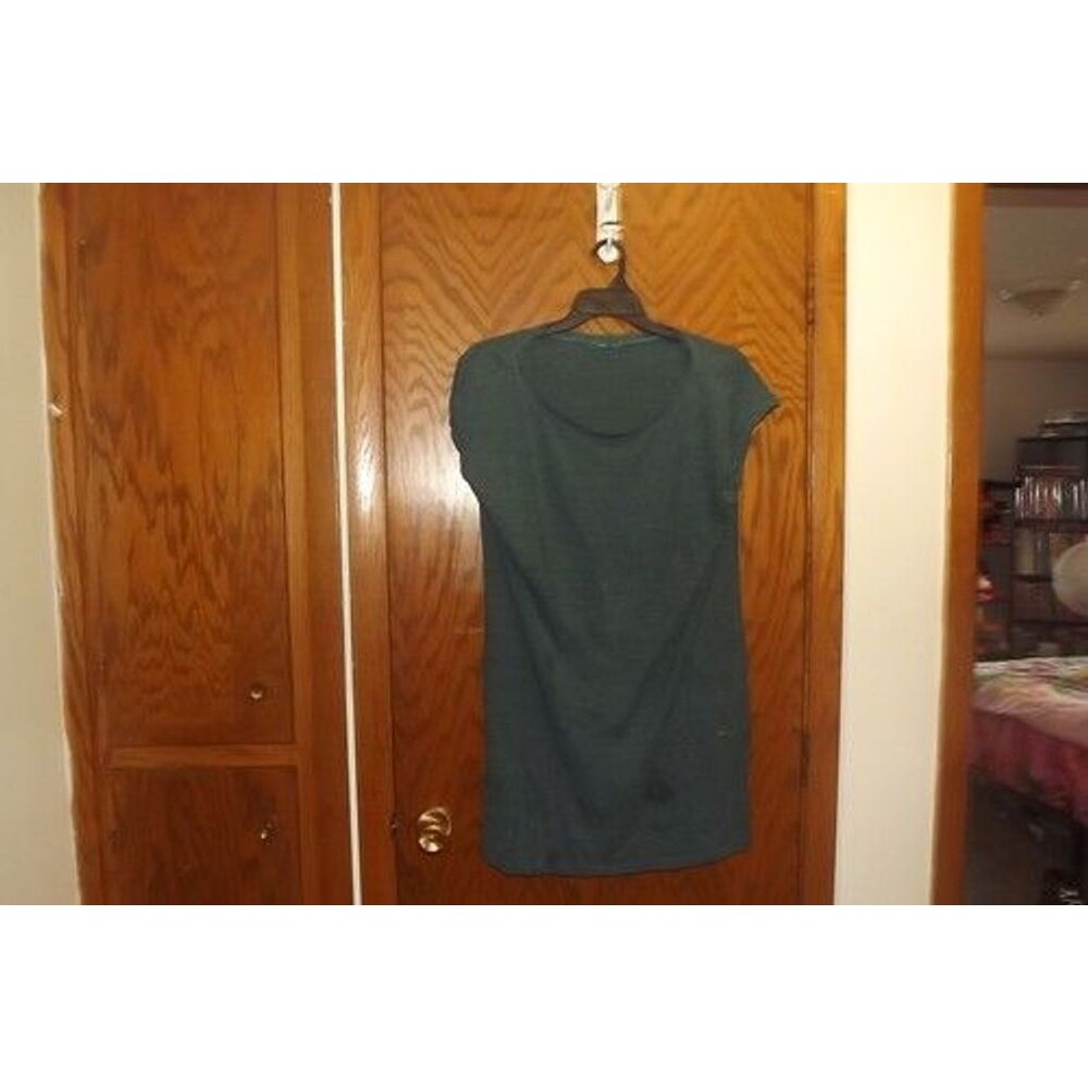 prAna Womens Dress XL Teal Striped Ribbed Midi Scoop Neck Short Sleeve